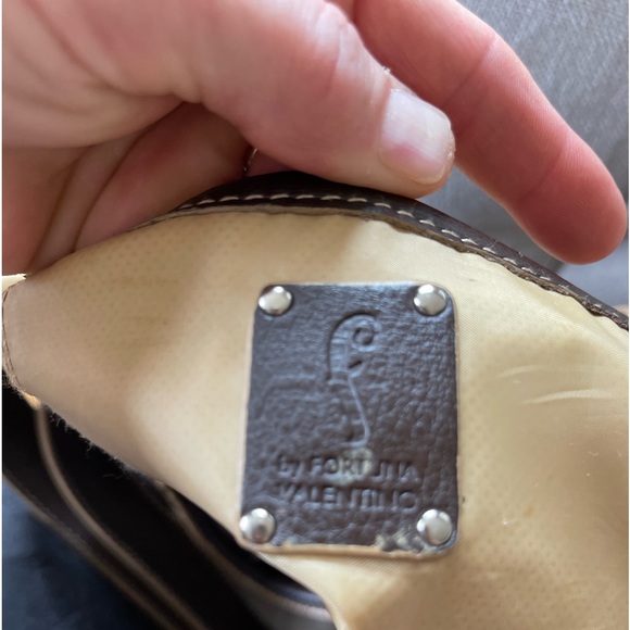 FORTUNA VALENTINO BROWN LEATHER HANDBAG DETACHABLE STRAP CROSSBODY SATCHEL PURSE - Picture 7 of 13